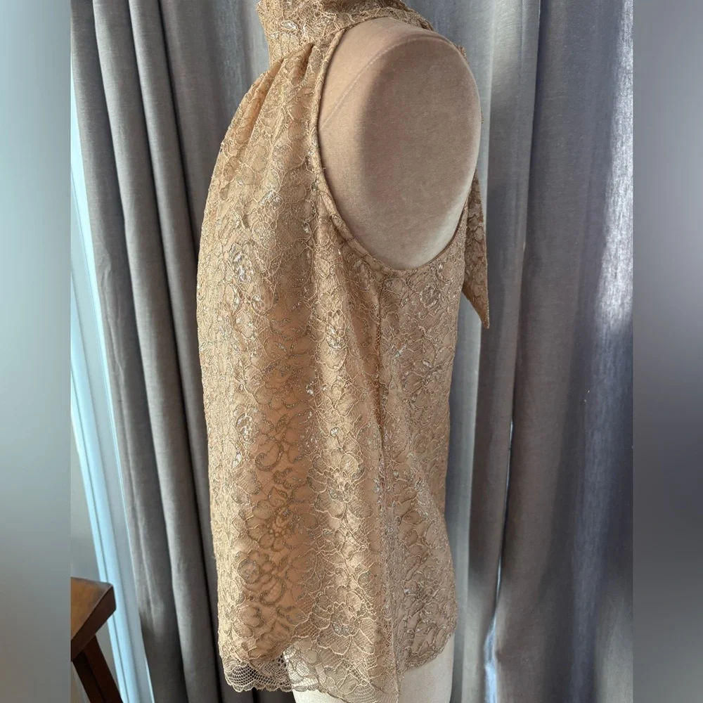 J.Crew Stunning Lace Halter Style Top with Silver Sparkle Size XS